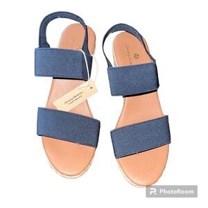 ✨Women's Blue André Assous Allison Elastic Wedge Sandals✨